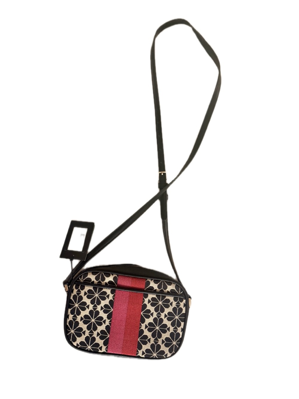 Kate Spade Floral Pattern Crossbody Bag with Red Stripe